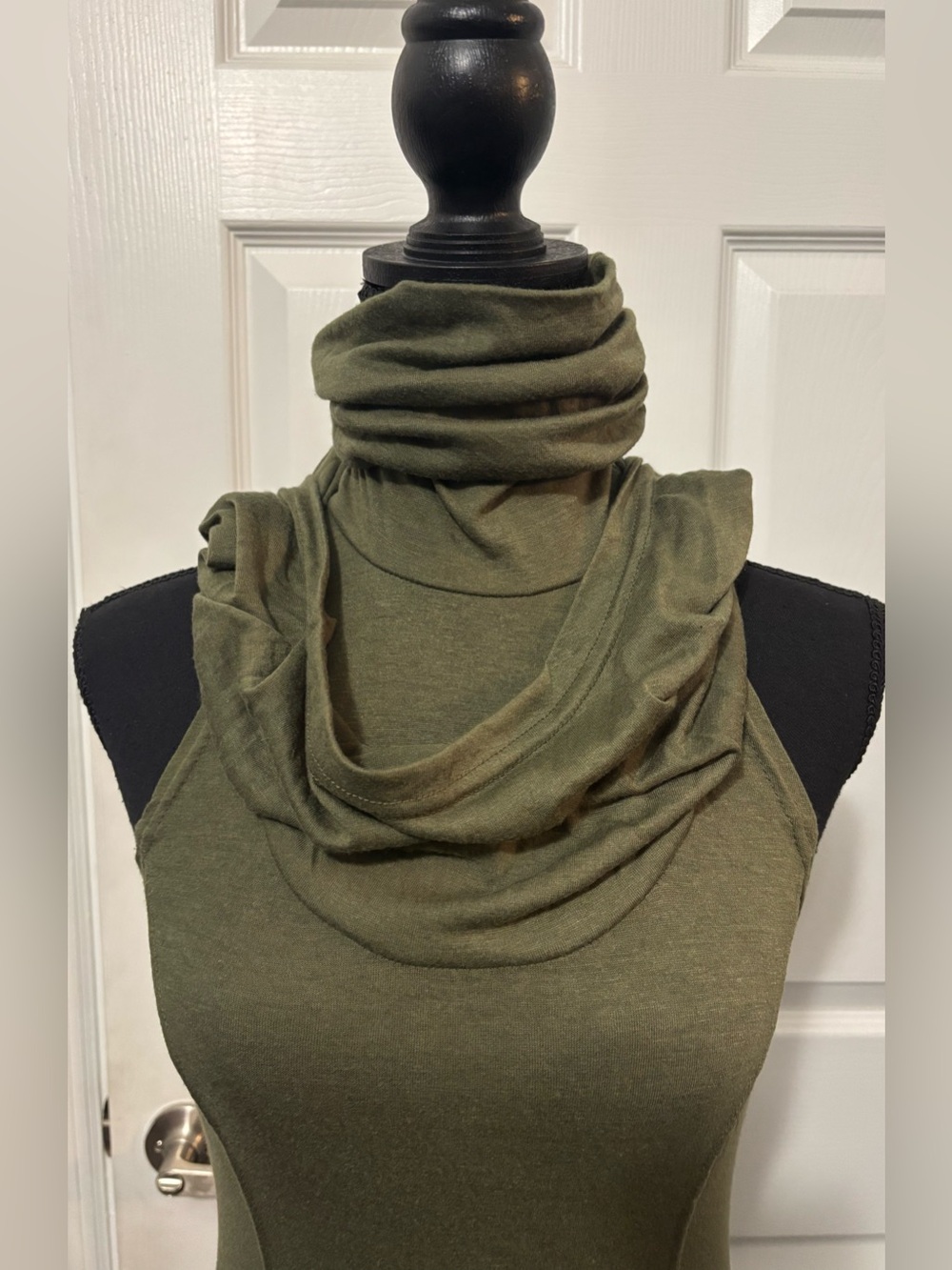 Dolls Kill / Darker Wavs Green Echo Hooded Slit Maxi Dress - Picture 6 of 8
